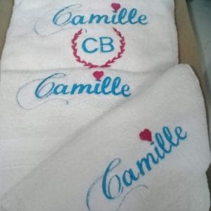 Customized White Embroidered Personalized 3 Piece Towel Set