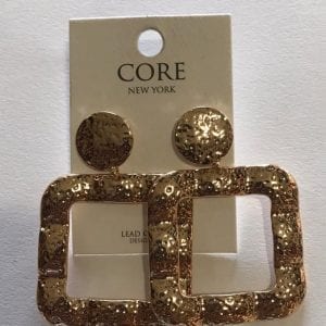 Core New York Bronze Toned Sqaure Shaped Hanging Earrings