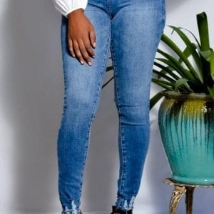 Women's Denim Ripped Ankle Jeans Pants