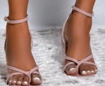 Women's Pink Open Toe Heel Sandals w/ Ankle Strap