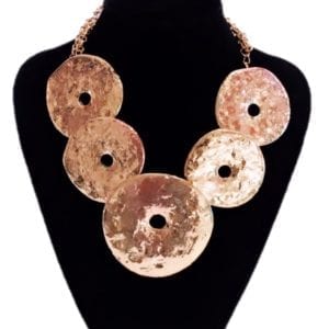 Gold Tone Circle Pendants Necklace