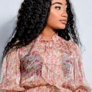 Pink Floral Sheer Blouse with Sleeve
