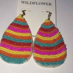 Wildflower Multicolored Beaded Oval Earrings