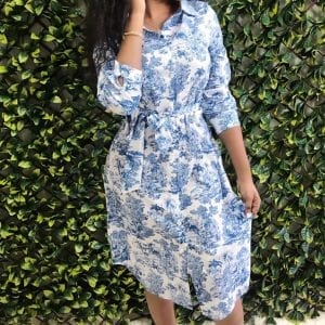 Women's  Printed Bohemian Long Sleeve Dress