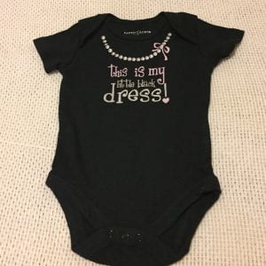 New Black Faded Glory Cotton Baby Onesie -Size 0-3 Months