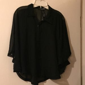 Used Forever 21 Polyester Black Women Button Front Blouse Excellent Condition - Size S/P
