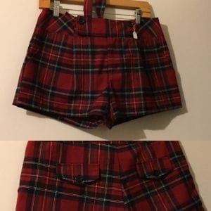New Forever 21 Red Plaid Polyester Women Shorts with Side & Back Pockets  Size - Medium