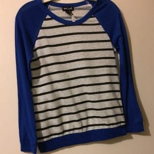 New Wet Seal  Blue & White with Grey Stripe Polyester Girl Blouse- Size Small