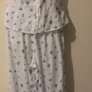 New Victoria Secret White & Blue Floral Cotton Pants  Pajamas - Size Small