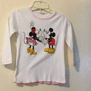 Used white knitted blouse with Minnie Mouse on front of blouse - size 6-8