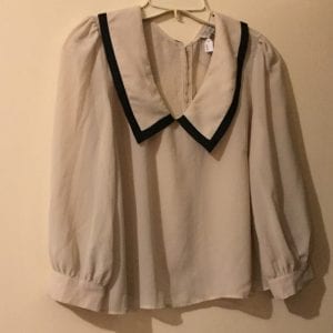 Forever 21 Women Polyester Beige & Black Long Sleeve Blouse Excellent Condition - Size Medium