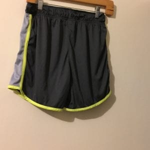 New BCG Polyester Grey & Lime Green Stripe Girl Shorts - Size Medium