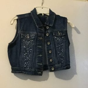 Excellent Condition-girls dark blue jeans jacket with sparkles and pockets size 14