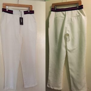 New Love White Polyester / Spandex Wide Leg Cropped Women Pant -Size Large