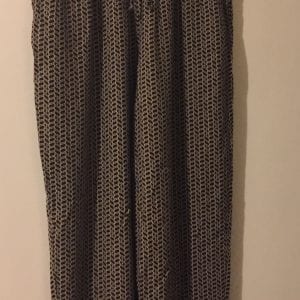 Used Cotton Elastic Waist Women  Brown/Black Pants with Green Specks  - One Size