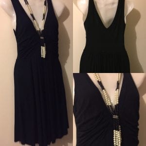 New black knitted V-neck knee length women dress