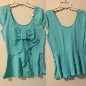 Used Charlotte Russe  Spandex & Chiffon Green Women Blouse Excellent Condition- Size Medium