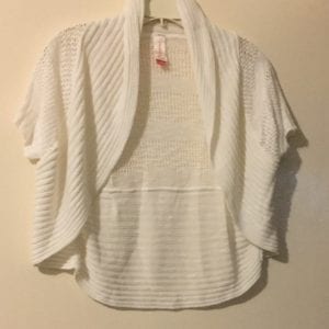 New No Boundaries Women Ivory Rayon Sweater Jacket- Size Large