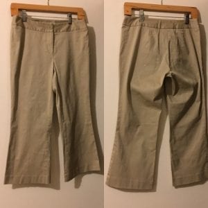 New Petite Sophisticated Women Stretch Cotton/Spandex Khaki Cropped Pants -Size 4