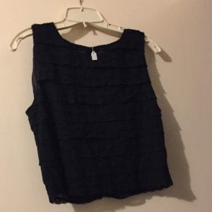 Used Black Polyester Lace  Button Back Women Blouse Excellent Condition - Size Medium