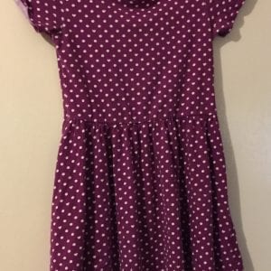 Used est 1989 Place Cotton Purple & White Polka Dot Girl Dress Very Good Condition- Size 7-8