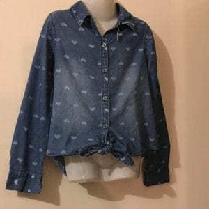 Used Est 1988 Place Girl Jeans Shirt Blouse - very good condition - size 7-8