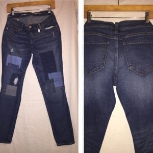 Used Old Navy boyfriend skinny women jean pants with patches - size 2