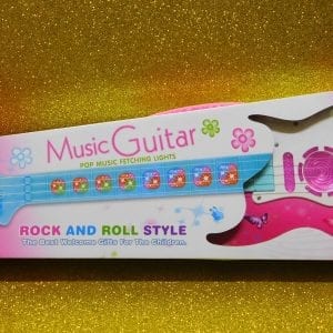 Musical Electronic Guitar - Cartoon Design  Functional strings, Flashing lights, Plays Music