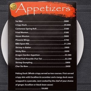 Appetizers - Dragon Garden Restaurant