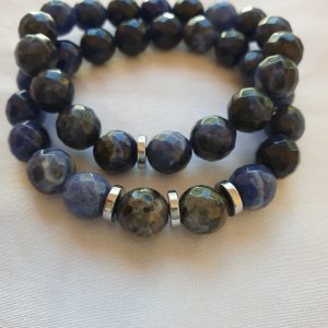 Mens Beaded Bracelet Labradorite & Sodalite Beads