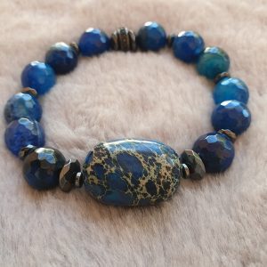 Blue Agate Women's Beaded Bracelet