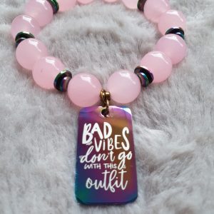 Womens Beaded Pink Bracelet 12mm