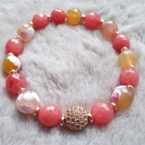 Pink Beaded Stretch Bracelets 10mm
