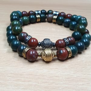 8mm Bloodstone Beaded Bracelets (Gold or Silver)