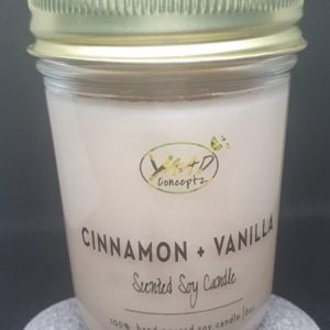 Cinnamon-Vanilla Scented Soy Candle  8 oz
